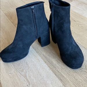 H&M black suede platform booties